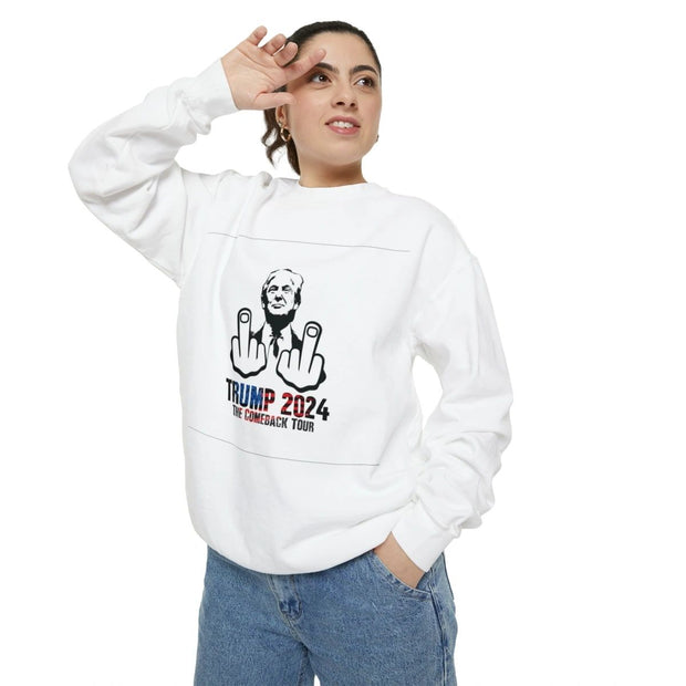 White Free Trump 2024 Comeback Tour Sweater -Limited Edition Designs | FREETRUMP.COM