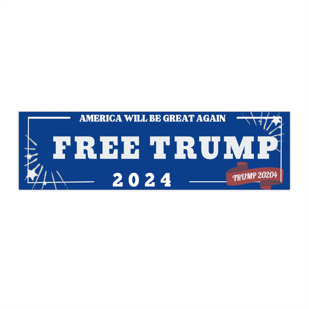 Trump 2024 Blue Bumper Sticker - Free Donald Trump