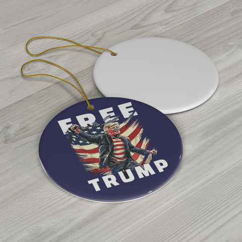 Limited Edition Free Donald Trump Rally 2024 Christmas Ornament FREETRUMP.COM