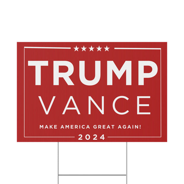 Trump and Vance 2024 Red Yard Sign - Make America Great Again!