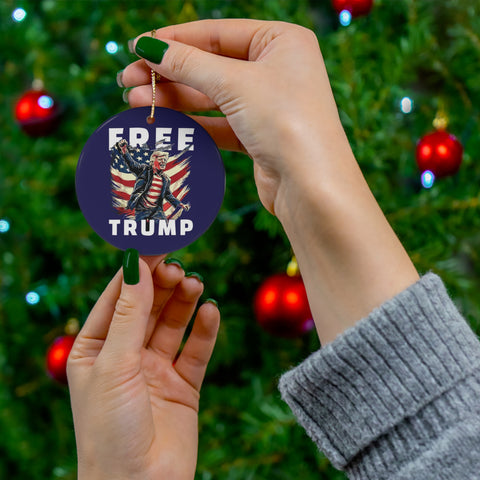 Limited Edition Free Donald Trump Rally 2024 Christmas Ornament FREETRUMP.COM