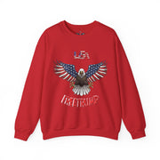 Trump USA Freedom Eagle Sweatshirt - USA Flag Colors with FREETRUMP