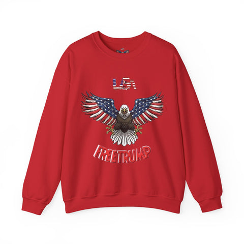 Trump USA Freedom Eagle Sweatshirt - USA Flag Colors with FREETRUMP