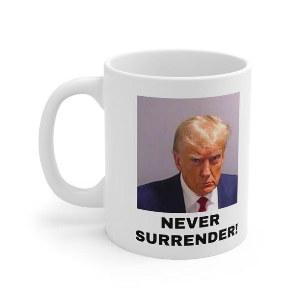 White Trump Mugshot coffee cup | Trump 2024 Rally Campaign