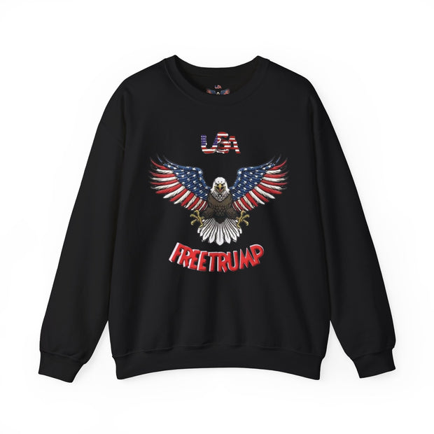 Trump USA Freedom Eagle Sweatshirt - USA Flag Colors with FREETRUMP