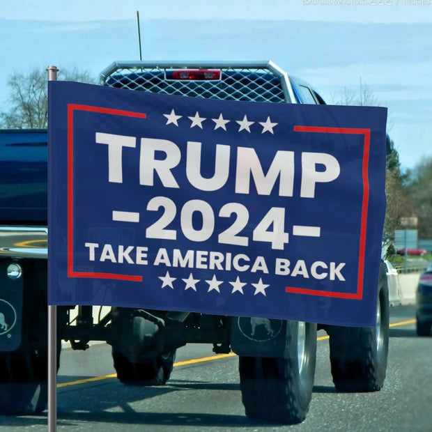 "Free Trump Take America Back TruckFlag - Back View"