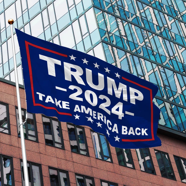 Blue Trump 2024 - Take America Back" Flag for 2024 Presidential Campaign