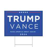 Trump and Vance 2024 Blue Yard Sign - Make America Great Again!