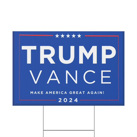 Trump and Vance 2024 Blue Yard Sign - Make America Great Again!