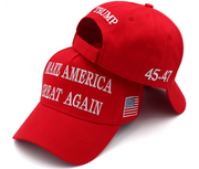 Trump Hat 2024 with Make America Great Again slogan and American flag patch