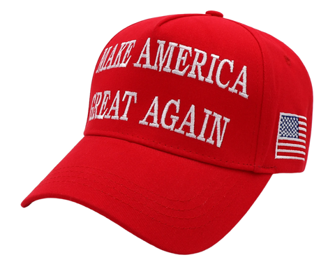 Trump Hat 2024 with Make America Great Again slogan and American flag patch