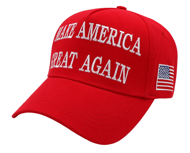 Trump Hat 2024 with Make America Great Again slogan and American flag patch