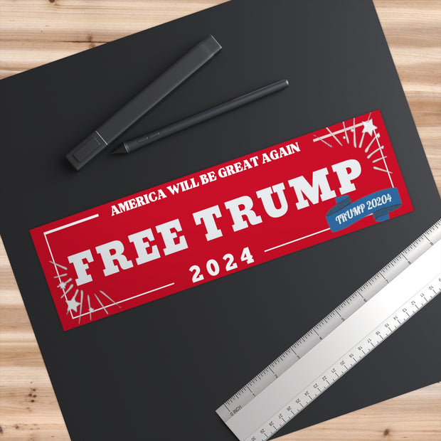 Red Free Trump 2024 Bumper Sticker - Make America Great Again!