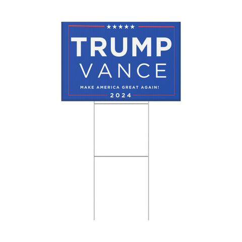 Trump and Vance 2024 Blue Yard Sign - Make America Great Again!