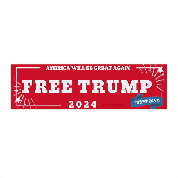 Red Free Trump 2024 Bumper Sticker - Make America Great Again!