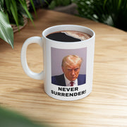 White Trump Mugshot coffee cup | Trump 2024 Rally Campaign