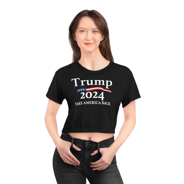 Trump 2024 Take America Back Women's Black Crop Top