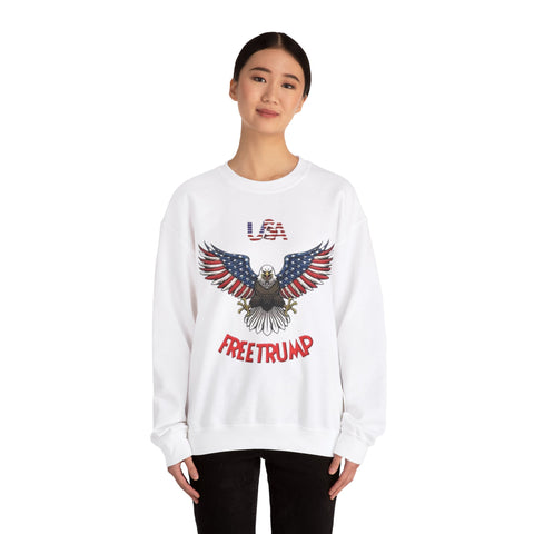 Trump USA Freedom Eagle Sweatshirt - USA Flag Colors with FREETRUMP