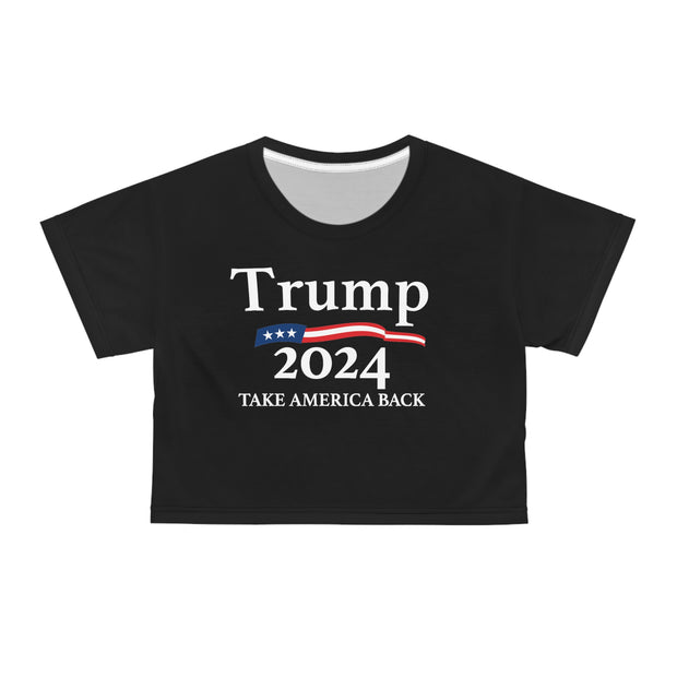 Trump 2024 Take America Back Women's Black Crop Top