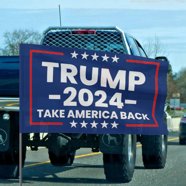 Trump Rally Truck Flag Take America Back 2024 Blue