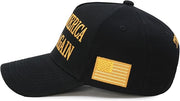 Black Gold MAGA Hat American Flag 