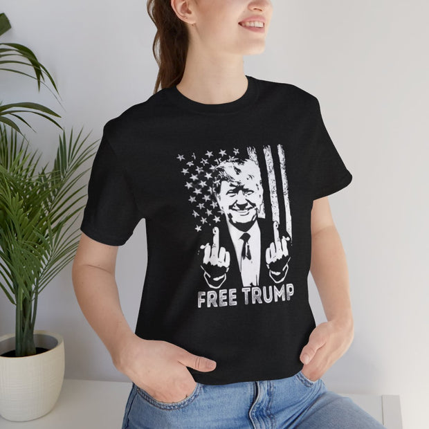 Free Trump 2024 T-shirt Middle Finger American Flag