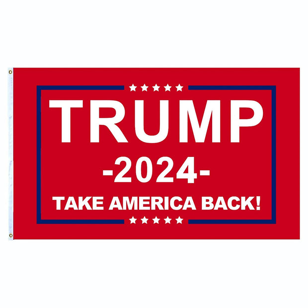 Red "Trump 2024 - Take America Back" Flag for 2024 Presidential Campaign