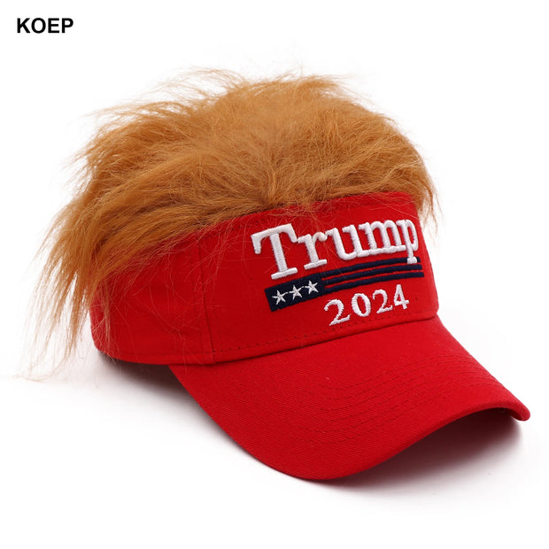 Trump Visor Wig - Trump Hat Wig 2024 - Make America Great Again