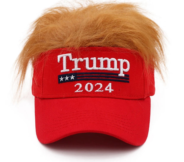 Trump Visor Wig with "Trump 2024" embroidery and iconic hair wig