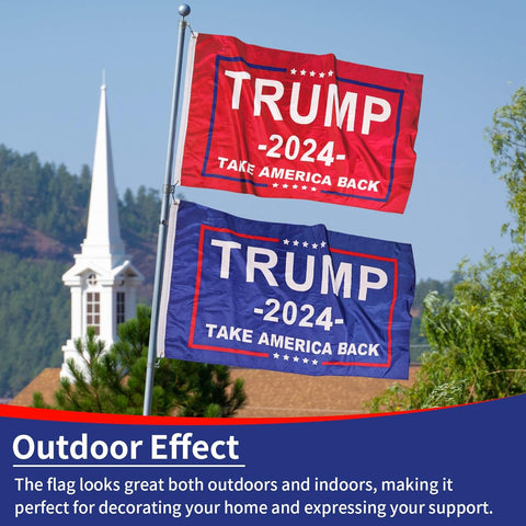 Free Trump 2024 Take America Back Flags Red and Blue (2-pack) | Fast Shipping