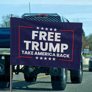 Free Trump Rally Truck and House Flag Take America Back 2024 Blue