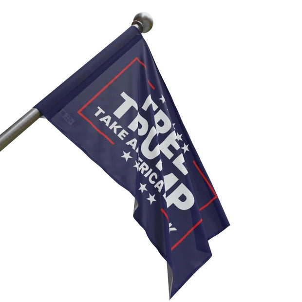 Free Trump Rally Truck and House Flag Take America Back 2024 Blue