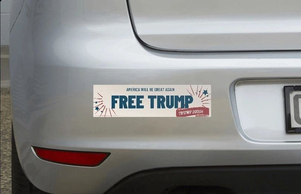 Official Free Trump 2024 Magnetic Bumper Sticker, 11.5"x3" White