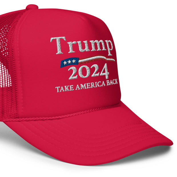 Trump 2024 Trucker Cap - Red 'Take America Back' Rally Hat