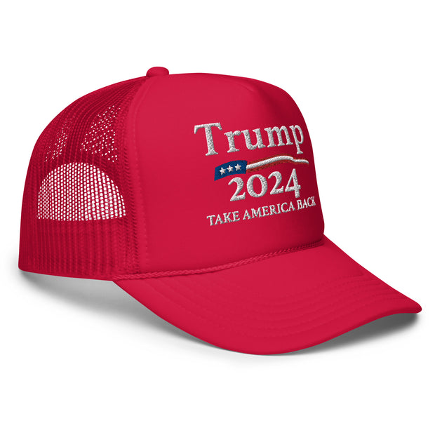 Trump 2024 Trucker Cap - Red 'Take America Back' Rally Hat